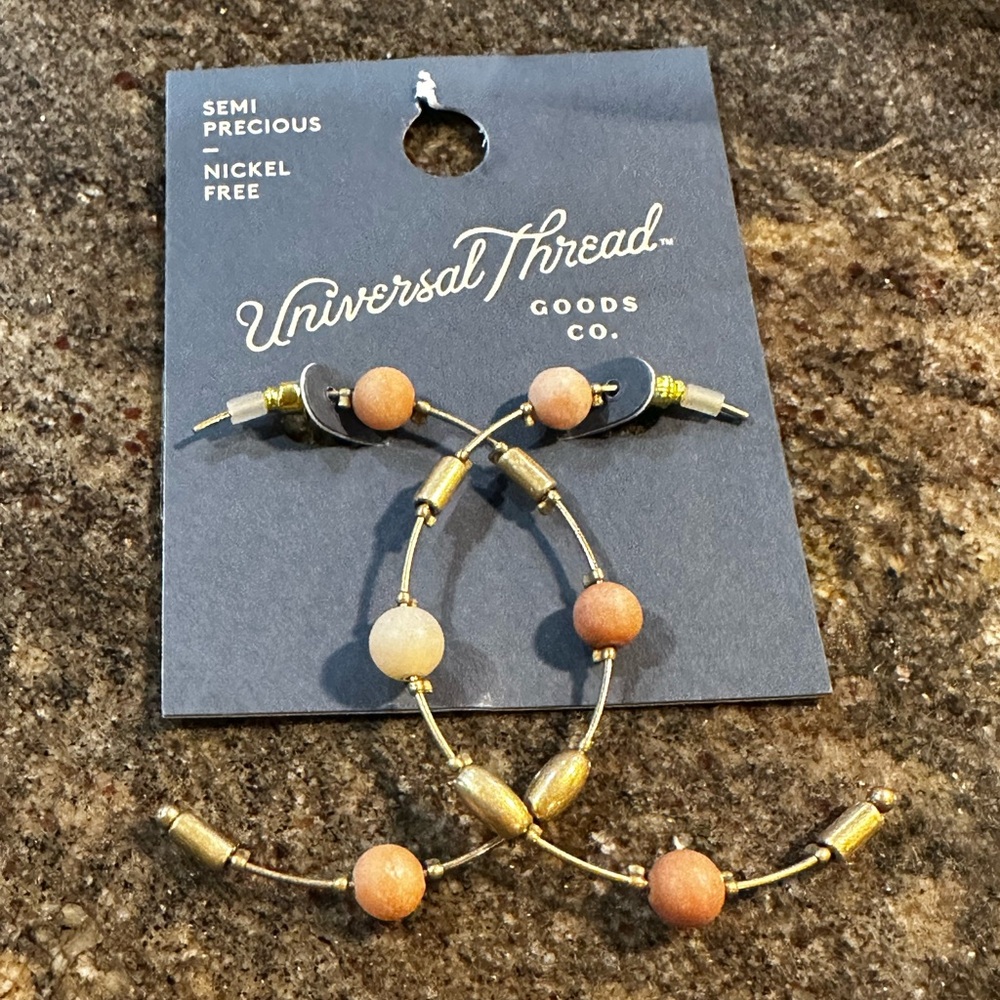 Universal Thread nickel free hoop earrings with semi precious stones
